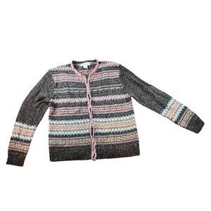 Retro Pink Fair Aisle Knitted Zip Up Cardigan